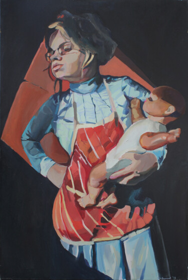 Картина под названием "Kobieta I" - Joanna Burnat-Madejczyk, Подлинное произведение искусства, Масло
