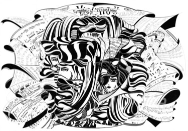 Dibujo titulada "The Rhythm of Life" por Joanna Levesley, Obra de arte original, Tinta