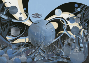 Pittura intitolato "Water Worlds" da Joanna Levesley, Opera d'arte originale, Acrilico