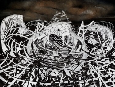 Dessin intitulée "HELL-ta Skelta" par Joanna Levesley, Œuvre d'art originale, Encre
