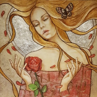 Painting titled "Rose" by Joanna Misztal, Original Artwork
