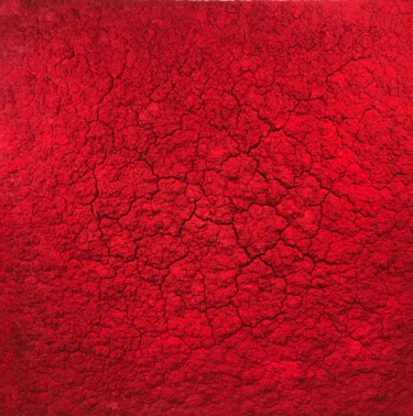 Painting titled "UNTITLED RED JM-82" by Joanna Morani, Original Artwork, Pigments Mounted on Wood Stretcher frame