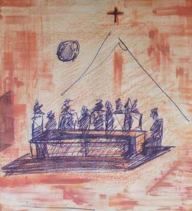 Картина под названием "Saint Scene 2" - Joanna Raad, Подлинное произведение искусства, Акрил