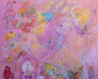 Картина под названием "La vie en rose a Ch…" - Joanna Raad, Подлинное произведение искусства, Акрил Установлен на Деревянная…
