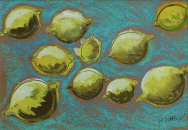 Painting titled "Lemoncello" by Joanna Raad, Original Artwork, Pastel Mounted on Cardboard