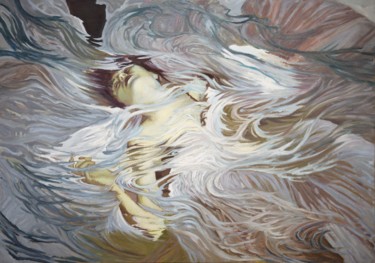 Картина под названием "White. Ophelia" - Joanna Śmielowska, Подлинное произведение искусства, Масло