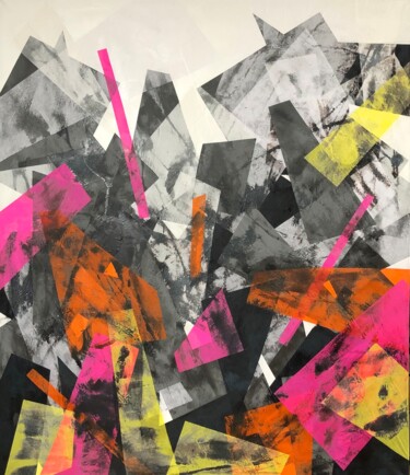 Painting titled "Interference" by Joanna Wietrzycka, Original Artwork, Collages Mounted on Wood Stretcher frame