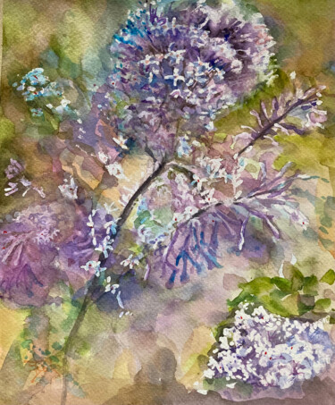 Painting titled "Lilac Branch" by Joanna Zakrzewski, Original Artwork, Watercolor