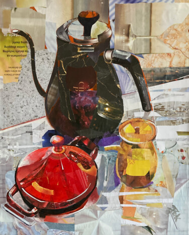 Коллажи под названием "In My Kitchen" - Joanna Zakrzewski, Подлинное произведение искусства, Коллажи Установлен на Деревянна…