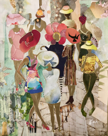Collages intitulée "Elegance at Intermi…" par Joanna Zakrzewski, Œuvre d'art originale, Collages Monté sur Châssis en bois