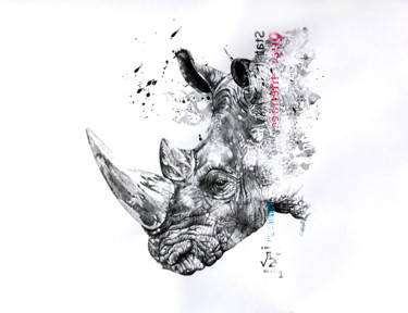 Dessin intitulée "Rhino" par Joanna Zurek, Œuvre d'art originale, Crayon