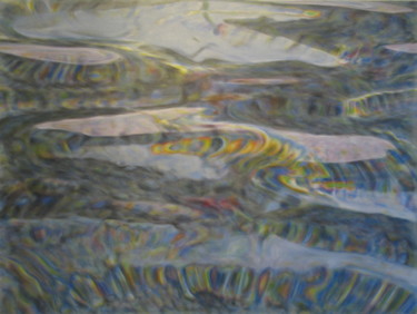 Painting titled "Water 32. Italy" by Joanne Mumford, Original Artwork, Oil Mounted on Wood Stretcher frame