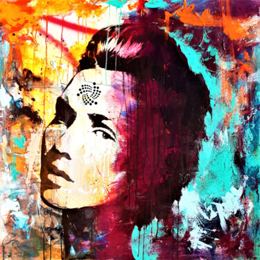 Цифровое искусство под названием "Woman face with IOT…" - Joanprz-Artist, Подлинное произведение искусства, Фотомонтаж