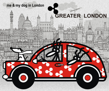 Digital Arts titled "me & my dog in Lond…" by Joanprz-Artist, Original Artwork, 2D Digital Work