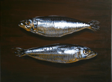 Painting titled "Sardinas" by Joanra Canosa, Original Artwork, Acrylic