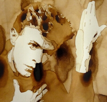 Картина под названием "David Bowie" - Joany Régibier, Подлинное произведение искусства, Акварель