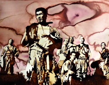 Malerei mit dem Titel "Seven samurai" von Joany Régibier, Original-Kunstwerk, Aquarell