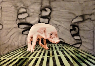 Ζωγραφική με τίτλο "Bacon" από Joany Régibier, Αυθεντικά έργα τέχνης, Ακουαρέλα