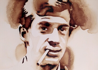 Painting titled "Jean-Paul Belmondo" by Joany Régibier, Original Artwork, Watercolor