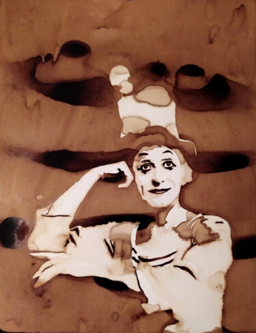 Peinture intitulée "Marcel Marceau" par Joany Régibier, Œuvre d'art originale, Aquarelle