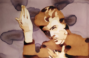 Malarstwo zatytułowany „Bowie - Space oddity” autorstwa Joany Régibier, Oryginalna praca, Akwarela