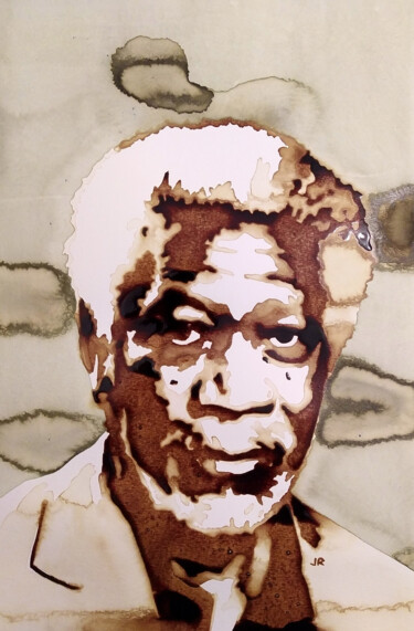 Peinture intitulée "Morgan Freeman" par Joany Régibier, Œuvre d'art originale, Aquarelle