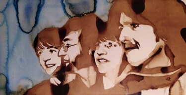Painting titled "The beatles - Back…" by Joany Régibier, Original Artwork, Watercolor