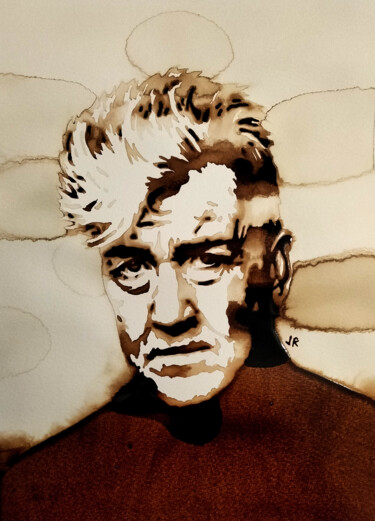 Painting titled "David Lynch" by Joany Régibier, Original Artwork, Watercolor