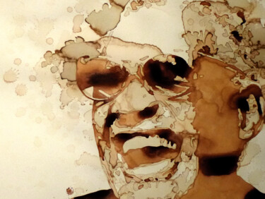 Painting titled "Ray Charles (2014)" by Joany Régibier, Original Artwork, Watercolor
