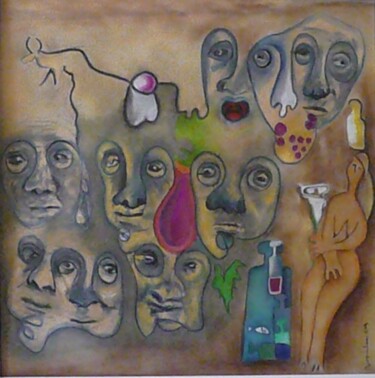 Картина под названием "agri #2" - Joao Amilcar Torres Correia, Подлинное произведение искусства, Пастель Установлен на Дерев…