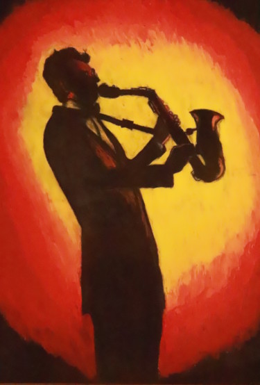 Pittura intitolato "O Saxofonista" da João Bernardo, Opera d'arte originale, Pastello