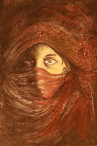 Dibujo titulada "A Deusa do Deserto" por João Bernardo, Obra de arte original, Carbón