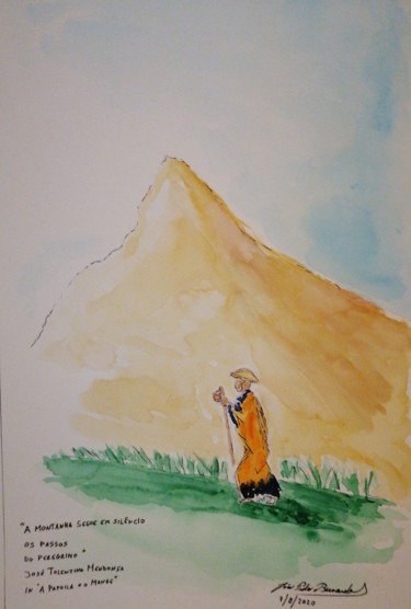 Painting titled "A Montanha Silencio…" by João Bernardo, Original Artwork, Watercolor