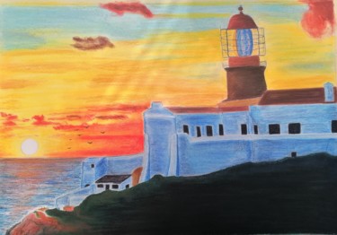 Desenho intitulada "Pôr-do-Sol junto ao…" por João Bernardo, Obras de arte originais, Pastel