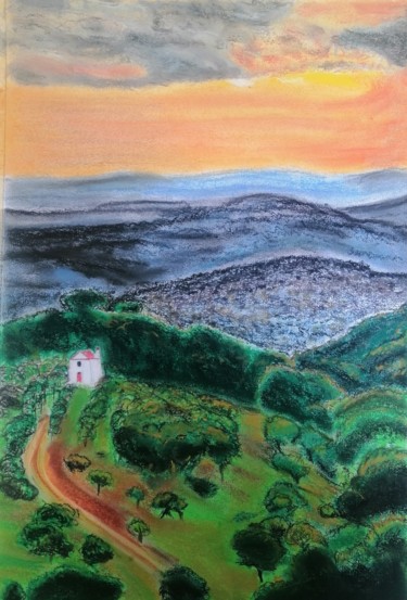Peinture intitulée "A Casa Branca" par João Bernardo, Œuvre d'art originale, Pastel