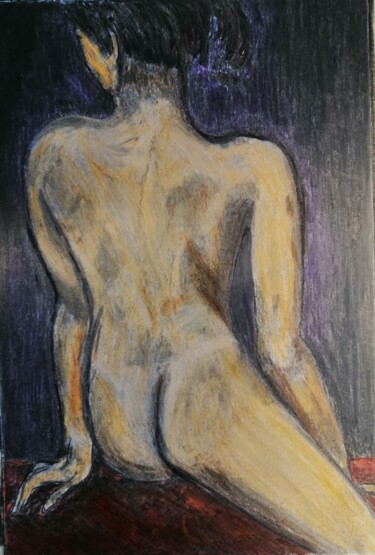 Painting titled "Descontraída" by João Bernardo, Original Artwork, Charcoal