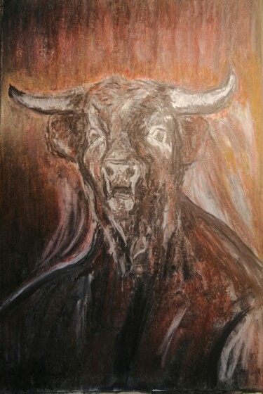 Рисунок под названием "Minotauro" - João Bernardo, Подлинное произведение искусства, Древесный уголь