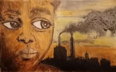 Desenho intitulada "Eles poluem e nós s…" por João Bernardo, Obras de arte originais, Carvão