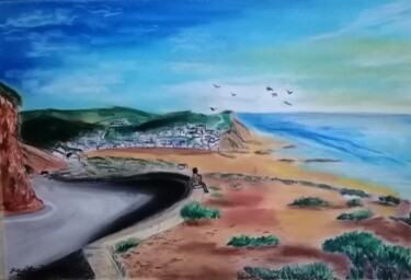 Disegno intitolato "Praia de Monte Clér…" da João Bernardo, Opera d'arte originale, Pastello