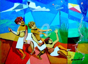 Schilderij getiteld "Soltadores de pando…" door Escobar, Origineel Kunstwerk, Acryl