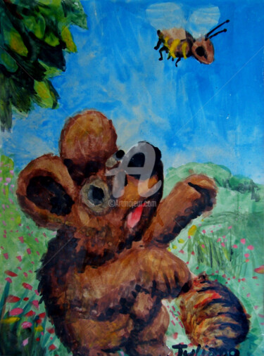 Painting titled "Urso Juliano com fa…" by Escobar, Original Artwork