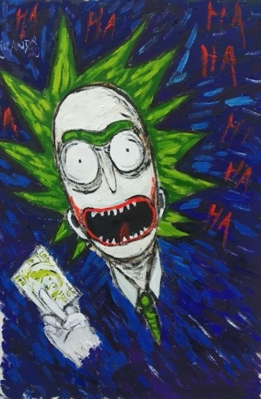 Картина под названием "Rick Joker with the…" - João Miranda, Подлинное произведение искусства, Масло