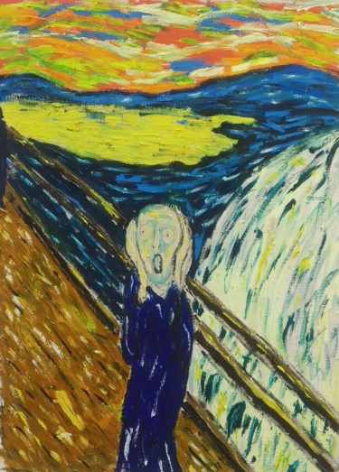 Malerei mit dem Titel "The Scream Accordin…" von João Miranda, Original-Kunstwerk, Öl