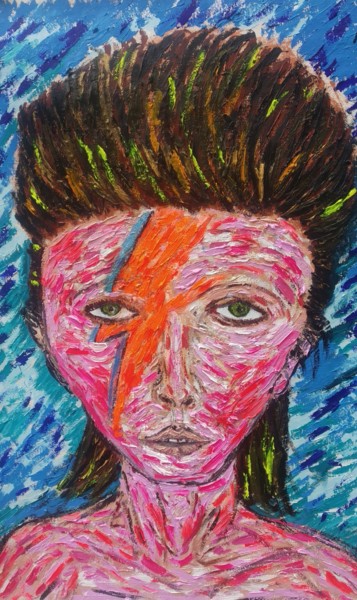 Painting titled "David Bowie" by João Miranda, Original Artwork, Oil