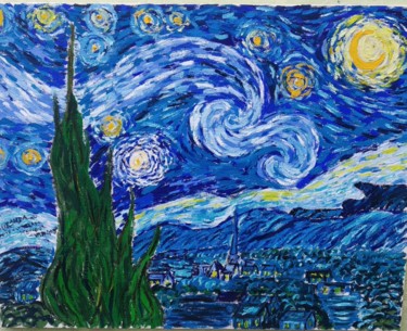 Painting titled "starry night accord…" by João Miranda, Original Artwork, Oil