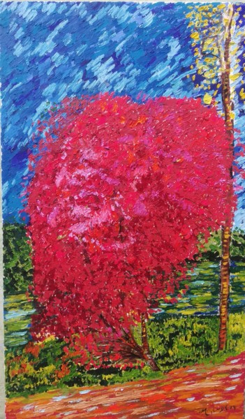 Pintura intitulada "Spring tree - Cherr…" por João Miranda, Obras de arte originais, Óleo