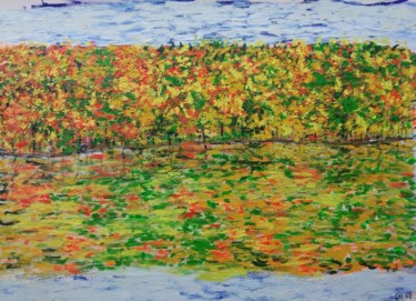 Painting titled "Fall color tree Ver…" by João Miranda, Original Artwork, Oil