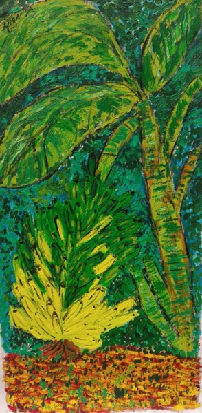 Painting titled "The Banana Tree" by João Miranda, Original Artwork, Oil