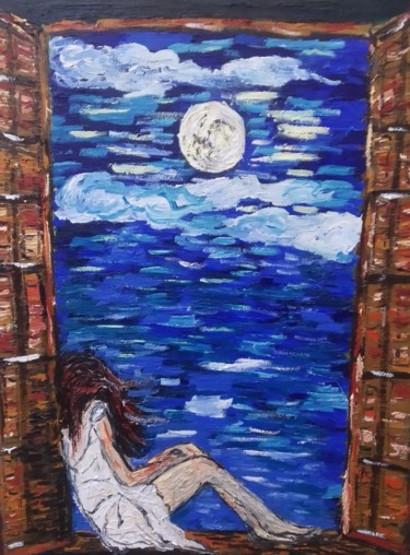 Painting titled "Luna" by João Miranda, Original Artwork, Oil