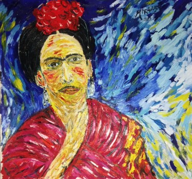 Malerei mit dem Titel "Frida Kahlo" von João Miranda, Original-Kunstwerk, Öl